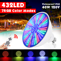 423LED 40W Kleurverandering LED Zwembadlicht Onderwaterlicht RGB Afstandsbediening Armatuur Gloeilamp Pentair Hayward