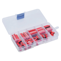45 Stuks Dip Switch Kit 2,54 mm Tuimelschakelaars Rode Snap schakelaars Gemengde Kit in Doos 1 2 3 4 5 6 7 8 10 Weg Comb