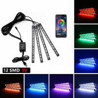 48 LED auto interieur Ambient Foot Strip Light Backlight Remote App Music Control Auto RGB decoratieve lampen
