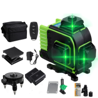 4D 16 lijnen groen licht laserniveaus 360 ° zelf roterende nivellering meetgereedschap met 2 stuks lithiumbatterijen