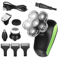 5 IN 1 6D Smart Display Elektrisch Roterend Scheerapparaat Draagbare Oplaadbare Kaal Hoofd Trimmer Scheermes Kit