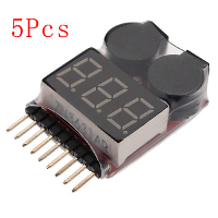 5 Stuks 2 in 1 Lipo Batterij Laag Spanning Tester 1S 8S Zoemer Alarm