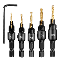 5 Stuks freesboorset voor houtbewerking, voor het boren van voorboringen voor schroefmaten #5 #6 #8 #10 #12