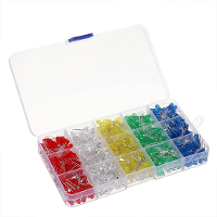500 Stuks 5MM LED diodekit Gemengde kleur Rood Groen Geel Blauw Wit + DOOS