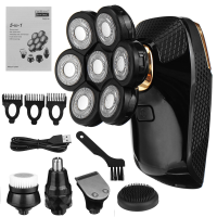 5In1 7D Elektrisch Scheerapparaat Baardtrimmer USB Oplaadbaar Kaalhoofdig Scheerapparaat Bakkebaarden Neushaartrimmer