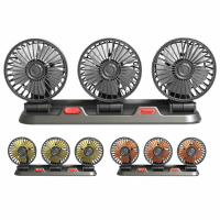 5V/12V Three Head Car Fan Cooling Air Small Portable 2 Speeds Electric Fans with Parking Number Plate For Truck Vehicle