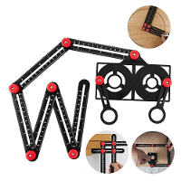 6/9/12 Vouw Aluminium Legering Hoekliniaal Vinder Meetliniaal Geperforeerd Mal Sjabloon Tool Locator Boorgeleider Tegelg