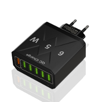 65W 6 poorts USB lader 3.1A USB A*5 QC3.0 Snellader Wandlader Adapter EU stekker US stekker voor iPhone 12 13 14 14 Pro