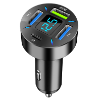 66W 4 poorts USB PD autoladeradapter Dubbele 2.4A USB A PD QC3.0 Snelladen met blauwe LED voor iPhone 13 14 14 Pro Max v
