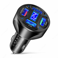 66W 4 Port USB Car Charger Adapter 4USB A PD QC3.0 Fast Charging with Blue LED For iPhone for iPhone 15 15 Plus 15 Pro 1