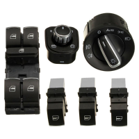 6PCS Chrome Window Koplamp Spiegel Schakelaar Set voor VW Passat B6 CC Golf Jetta
