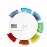 7 Dagen 7 Grids Rainbow Timing Pillendoosje Smart Digitale Display Herinnering Pil Tablet Dispenser Draagbare Waterdicht