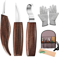 7 In 1 houtsnijgereedschapset met snijhaakmes Houtsnijmes Chip Snijmes Handschoenen Snijmesslijper voor beginners Houtbe
