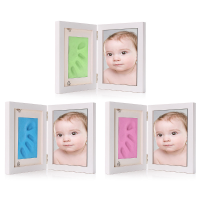 7 Inch pasgeboren baby Hnad voetafdruk klei hout fotolijst staan Home decor