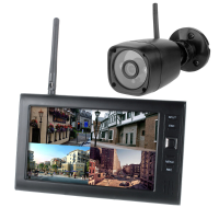 7 Inch vierkanaals monitor met camerakit Nachtzicht Weerbestendig draadloos beveiligingscamerasysteem voor buiten DVR ki