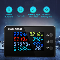 8 In 1 digitale voltmeter ampèremeter KWS AC301 AC 50 300V vermogensenergiemeter LED digitale AC wattmeter Elektriciteit