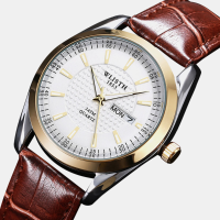 8 Kleuren roestvrij staal paar zakelijk casual eenvoudig kunstlederen band quartz horloge