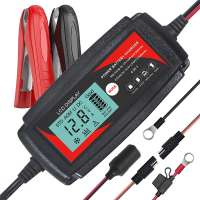 Andeman 12V 6A/14V 6A Volautomatische Smart Car Batterij Ijzer Lithium Batterij Oplader LCD Groot Scherm IP65 Waterdicht