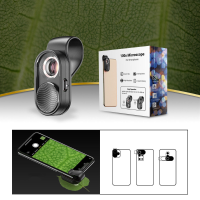 APEXEL 100X Vergroting Microscoop Lens Micro Lens met LED Licht voor Mobiele Telefoon Smartphone Fotografie voor Microsc
