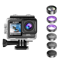 AUSEK AT S81ER 24MP 4K 60fps Actiecamera Vlog Video EIS 170° Groothoek IPS Dubbel scherm 30M Waterdicht 1080P Webcam Aut
