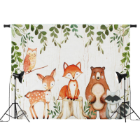 Baby fotografie achtergrond bos dieren verjaardagsfeestje achtergrond prop vinyl decoraties