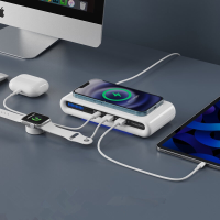 Bakeey N67 15W Draadloze Oplader 4 in 1 Multi USB poort Oplaadstation Snelladen Type C Dock voor iPhone 15 14 13 voor Hu