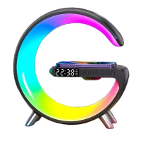 Bakeey N69 RGB lamp Draadloos licht 15W Snelle draadloze oplader Telefoonhouder met Bluetooth luidspreker