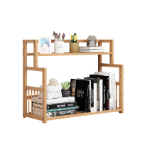 Bamboe Desktop Boekenplank Twee Lagen Versie Studentenboek Briefpapier Opslag Stand Home Office Accessoires Opslag Decor