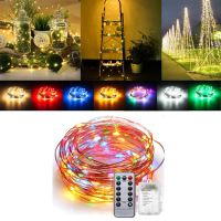 Batterij aangedreven 5M 50LEDs Waterdichte Koperwire Fee String Light voor Kerstmis + Remote Control
