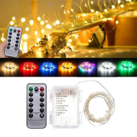 Batterij aangedreven 5M 50LEDs Waterproof Silver Wire Fairy String Light voor Kerstmis + Remote Control