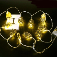 Batterij aangedreven Golden Fanoos Lantaarn 10 LED String Fairy Holiday Light voor Party Home Decoration