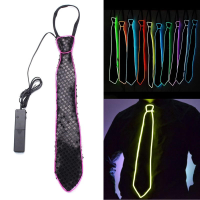 Batterij aangedreven LED licht op El Wire Band Adjustable Stropdas voor Party Halloween Wedding DC3V