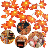 Batterij/USB aangedreven herfst Dankzegging esdoornblad LED lamp krans festivaldecoratie betoverend