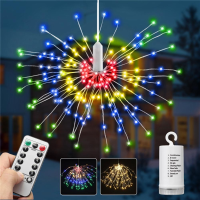 Batterijvoeding 8 Modi 240 LED opknoping Vuurwerk Fairy Wire String Light Christmas Wedding Decor Lamp