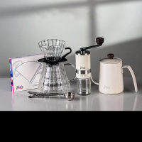 Bincoo Koffieset Basisversie Koffie accessoires Handmatige molen met keramische kern Glazen kan met filter Zwanenhals Dr