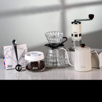 Bincoo Koffieset Geavanceerde versie Koffieaccessoires Handmatige molen met keramische kern Glazen kan met filter Zwanen