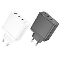 BOROFONE BN12 PD65W 3 poorts USB PD oplader USB A+2USB C PD QC3.0 Snellader Wandoplader Adapter EU stekker voor iPhone 1
