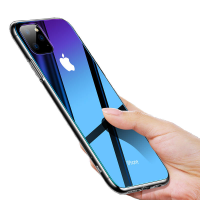 Cafele kleurverloop gehard glas + Soft siliconen rand beschermhoes voor iPhone 11 6.1 Inch
