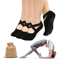 CHARMINER 2PCS/3PCS Cross band Yoga Sokken Antislip en Ademend Geschikt voor Ballet Pilates Yoga voor Vrouwelijke