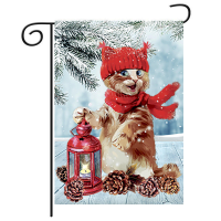 Christmas Decorations Garden Flag Winter Lantern Red Sjaal Cat Dubbelzijdig Yard Banner