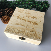 ChristmasEveBoxGegraveerdeHoutenDecoraties Houten Geschenk Xmas Childrens Houten Kerstavon