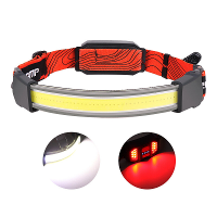 COB LED koplamp met rood knipperlicht USB oplaadbare koplamp Rood licht Overstromingslicht Perfect om te rijden en te we