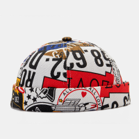 Collrown Mannen Katoen Kleur Brief Nummer Patroon Mode Toevallige Brimless Beanie Huisbaas Cap Skull Cap