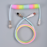CYS 3m Mechanical Keyboard Cable Detachable Coiled Weaved TPE Spring Wired with USB Type c Interface Data Cable