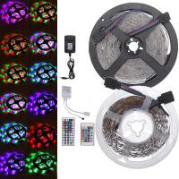 DC12V 2835SMD 5M 300LED strip licht waterdicht niet waterdichte RGB lamp + 24/44 sleutel IR controller + voedingsadapter