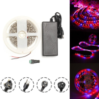 DC12V 5M Rood: Blauw 3: 1 Waterproof 5050 Volledige Spectrum Grow LED Strip Lights kit voor planten
