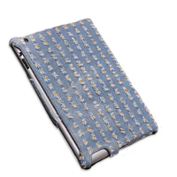 Denim Stof Microfiber Embossing Warmte Styling Skin Case Voor iPad 2 3