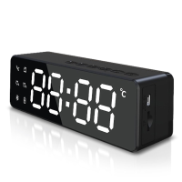 Desktop Spiegel Bluetooth Speaker Wekker LCD Digitale Volledig scherm Wirelss Bluetooth Speaker Klok Draagbare Radio Lic