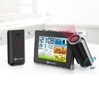 DIGOO Weerstation met projectieklok Digitale tafelwekker Tijd Projector Kleurenthermometer Hygrometer Voorspelling Comfo