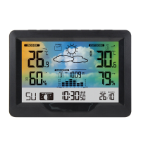 Draadloze Weerstation Klok Digitale Binnenthermometer Hygrometer Meter 12H Luchtdruk Record Maanfase Barometer Weersverw